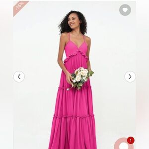 Empire Chiffon Tiered Skirt Max Bohemian Dresses-Fuchsia